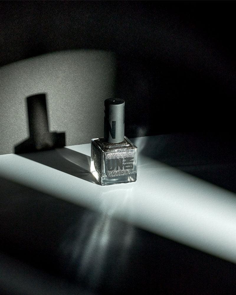 black glitter vegan nail polish